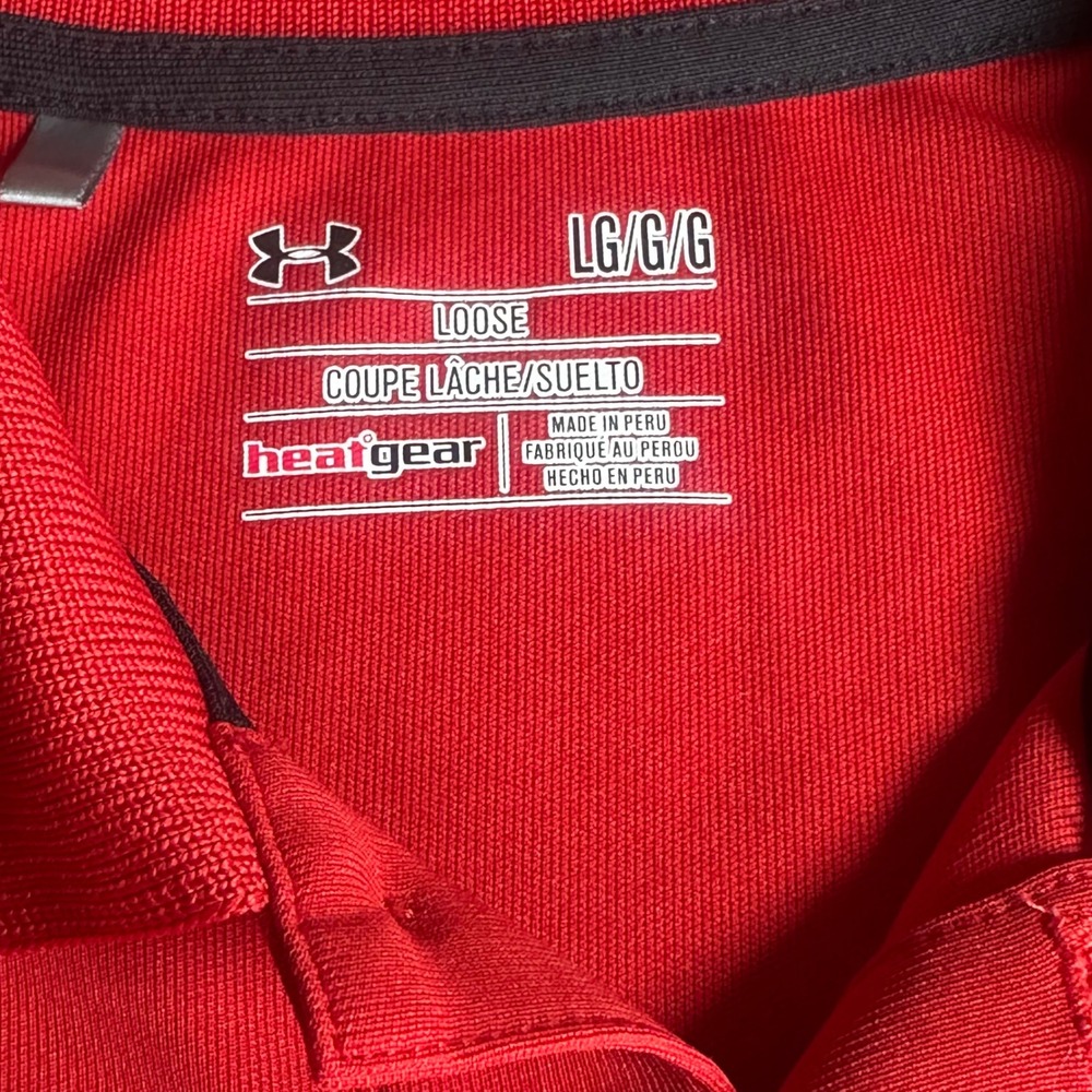 Under Armour Golf Polo HeatGear Loose Short Sleeve Red Shirt Mens Size Large - Picture 8 of 10